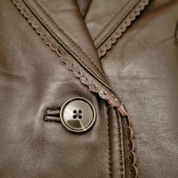 Jaclyn Smith Brown Leather Blazer Jacket 10 Coquette Cottage Granola Mob Wife - Picture 5 of 6